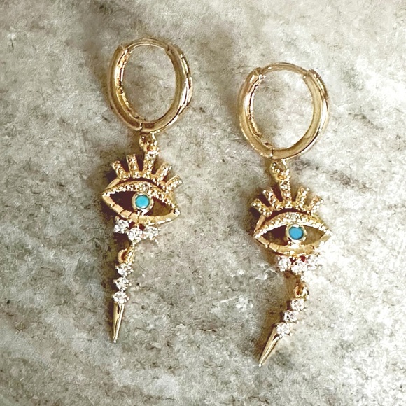 MYEARS Women Gold Huggie Hoop Earrings Dangle Drop 14K Gold Filled - Picture 5 of 7